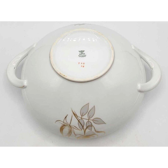 Vintage KPM Krister Germany Covered Serving Bowl. Gold Rose Design - Picture 14 of 14